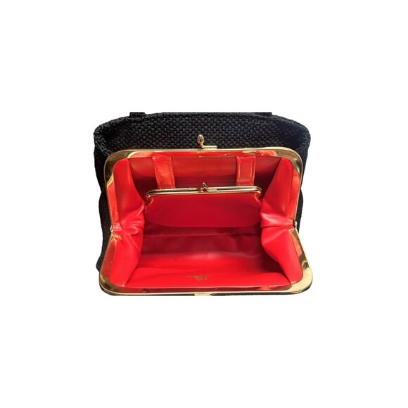 Vintage JR Florida Black Handbag Tweed Purse Clasp Closure - Picture 6 of 12